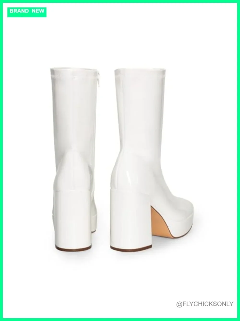 Women's Mid Calf Platform Gogo Boots Faux Leather Square Toe